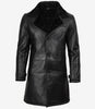 Men's Black 3/4 Length Shearling Leather Coat