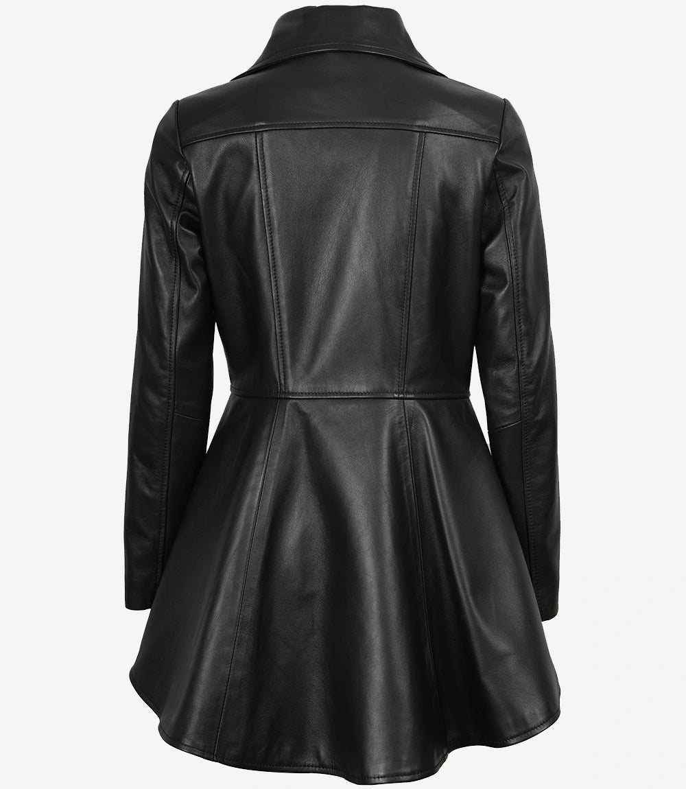 Womens Black Peplum Leather Jacket