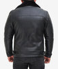Black Leather B3 Bomber Jacket Mens