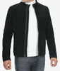 Mens Real Suede Leather Black Biker Jacket