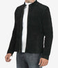 Mens Real Suede Leather Black Biker Jacket