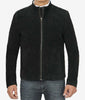 Mens Real Suede Leather Black Biker Jacket