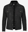 Mens Black Suede Trucker Jacket