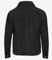 Mens Black Suede Trucker Jacket