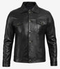 Mens Black Leather Trucker Jacket
