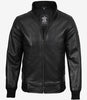 Men's Black Cowhide Leather Bomber Jacket
