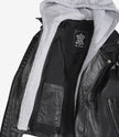 Womens Moto Black Leather Jacket with Hood