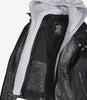 Womens Moto Black Leather Jacket with Hood