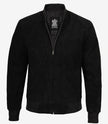 Men's Premium Black Suede Bomber Jacket