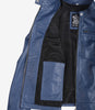 Womens Biker Racer Blue Leather Jacket
