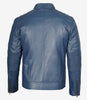 Mens Blue Cafe Racer Leather Jacket