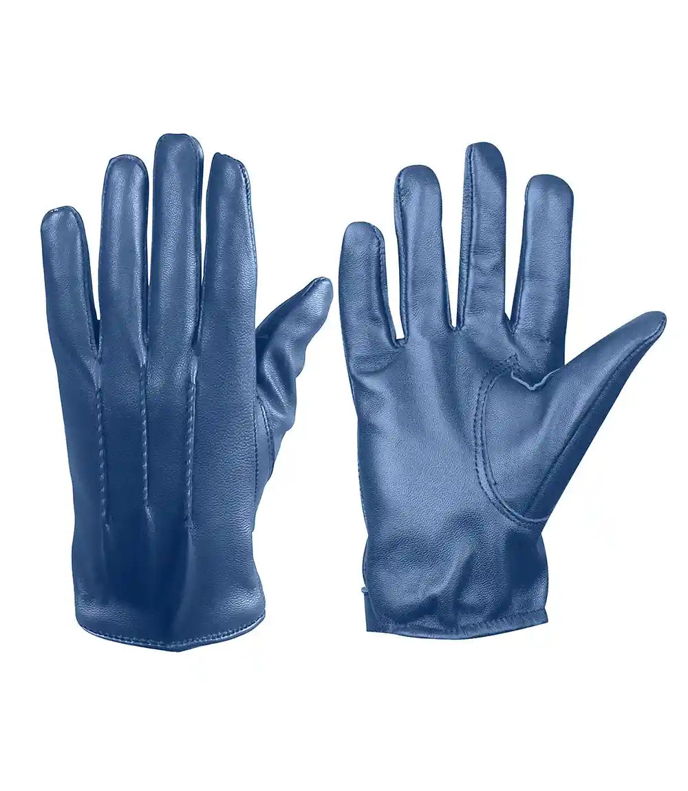 Mens Real Leather Blue Gloves