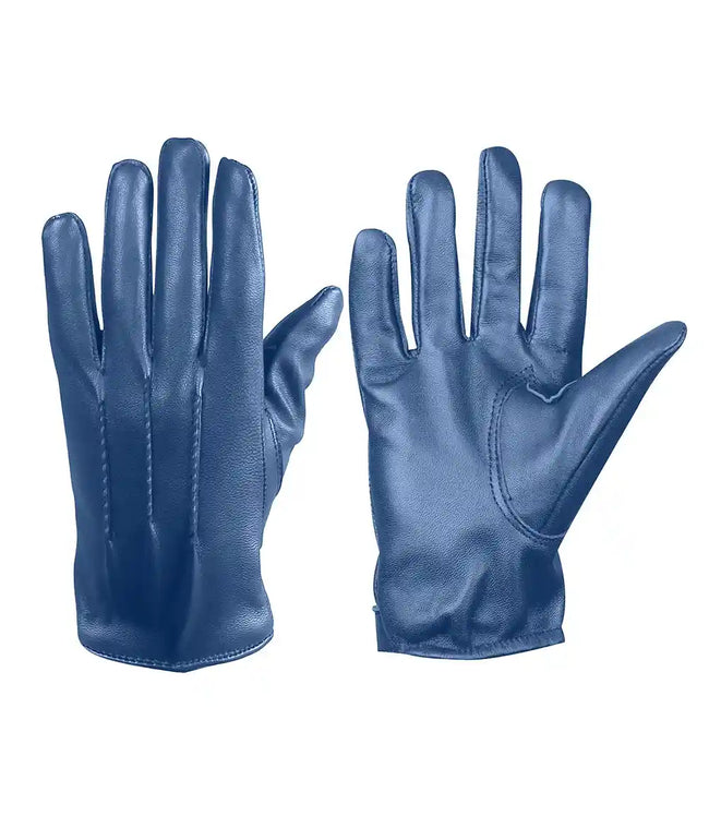 Mens Real Leather Blue Gloves