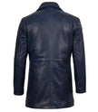 Mens 3/4 Length Blue Waxed Leather Car Coat