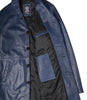 Mens 3/4 Length Blue Waxed Leather Car Coat