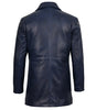 Mens 3/4 Length Blue Waxed Leather Car Coat