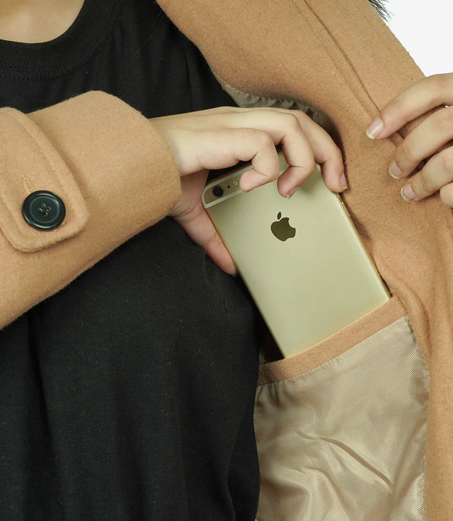 Womens Camel Wool Coat With Fur Trim Hood