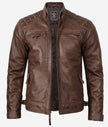 Mens Chocolate Brown Motorcycle Leather Jacket