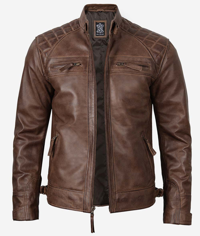 Mens Chocolate Brown Motorcycle Leather Jacket
