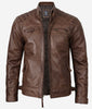 Mens Chocolate Brown Motorcycle Leather Jacket