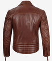 Frisco Quilted Sleeves Asymmetrical Rustic Oxblood Brando Motorcycle Leather Jacket