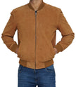 Mens Suede Brown Bomber Leather Jacket
