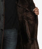 Mens Shearling Lined 3 4 Length Leather Coat