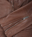 Womens Cognac Asymmertical Moto Leather Jacket