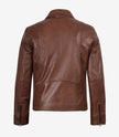 Mens Classic Shirt Collar Cognac Leather Jacket