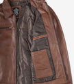 Mens Classic Shirt Collar Cognac Leather Jacket