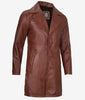 Mens Real Leather Cognac Brown Car Coat