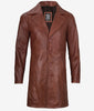 Mens Real Leather Cognac Brown Car Coat
