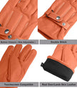 Mens Cognac Lined Real Leather Gloves