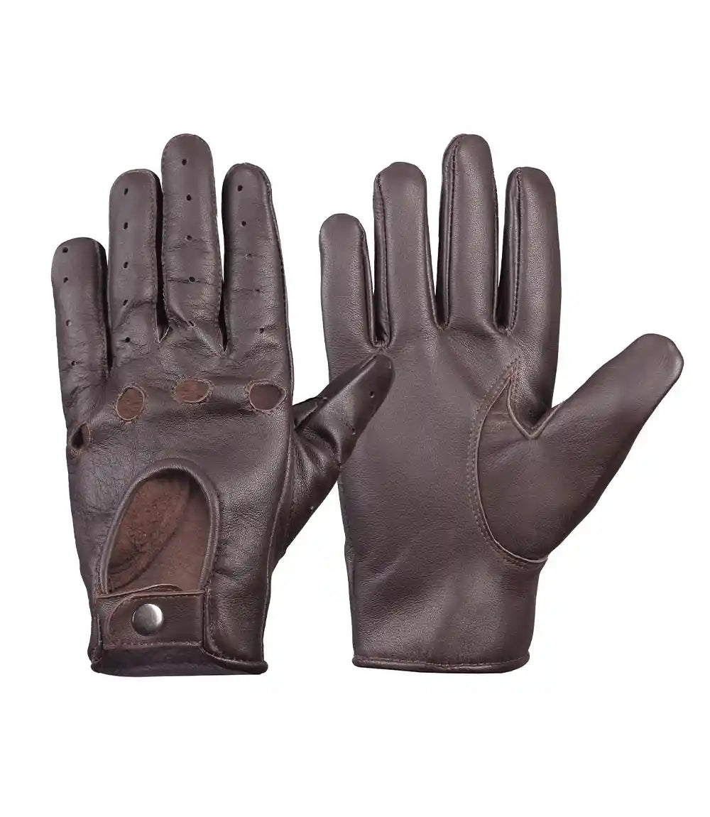 Mens Brown Leather Driving Gloves