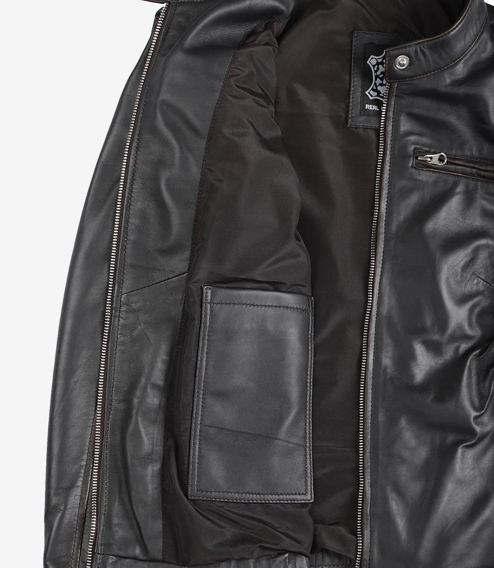 Womens Ruboff Brown Distressed Biker Leather Jacket
