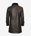 Mens Shearling Lined 3 4 Length Dark Brown Leather Coat