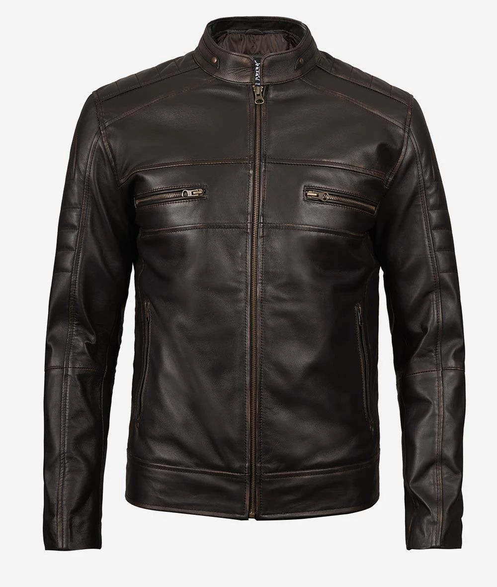 Mens Real Leather Ruboff Brown Leather Jacket