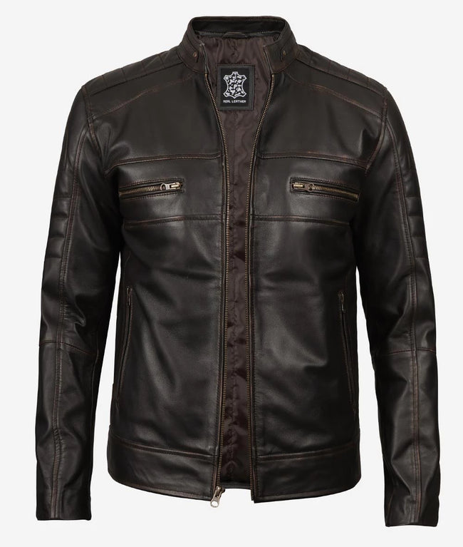 Mens Real Leather Ruboff Brown Leather Jacket