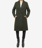 Womens Olive Green Double Breasted Wool Coat