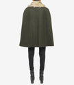 Womens Olive Green Wool Coat With Fur Collar