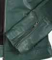 Womens Real Leather Green Biker Jacket