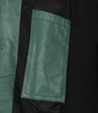 Womens Real Leather Green Car Coat