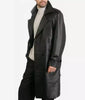 Augusta Guys Black Biker Style Double Breasted Pure Lambskin Leather Overcoat