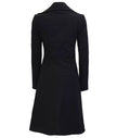 Womens Black Double Breasted Wool Coat
