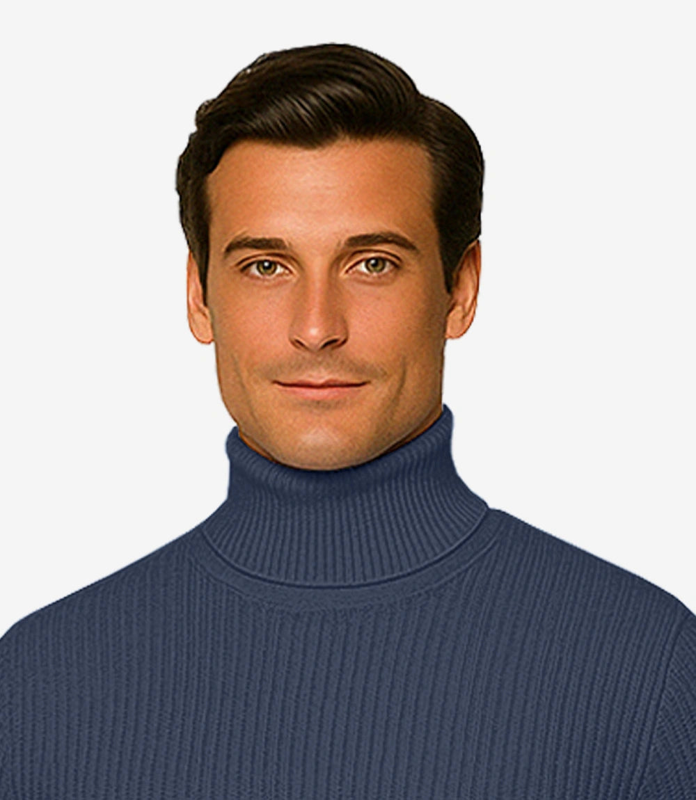 Mens Blue Turtleneck Sweater