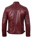 Massachusetts Maroon Leather Jacket For Men