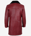 Mens Maroon Shearling Leather Winter Coat