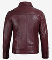 Mens Maroon Leather Trucker Jacket