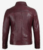 Mens Maroon Leather Trucker Jacket