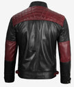 Mens Black and Maroon Cafe Racer Leather Jacket